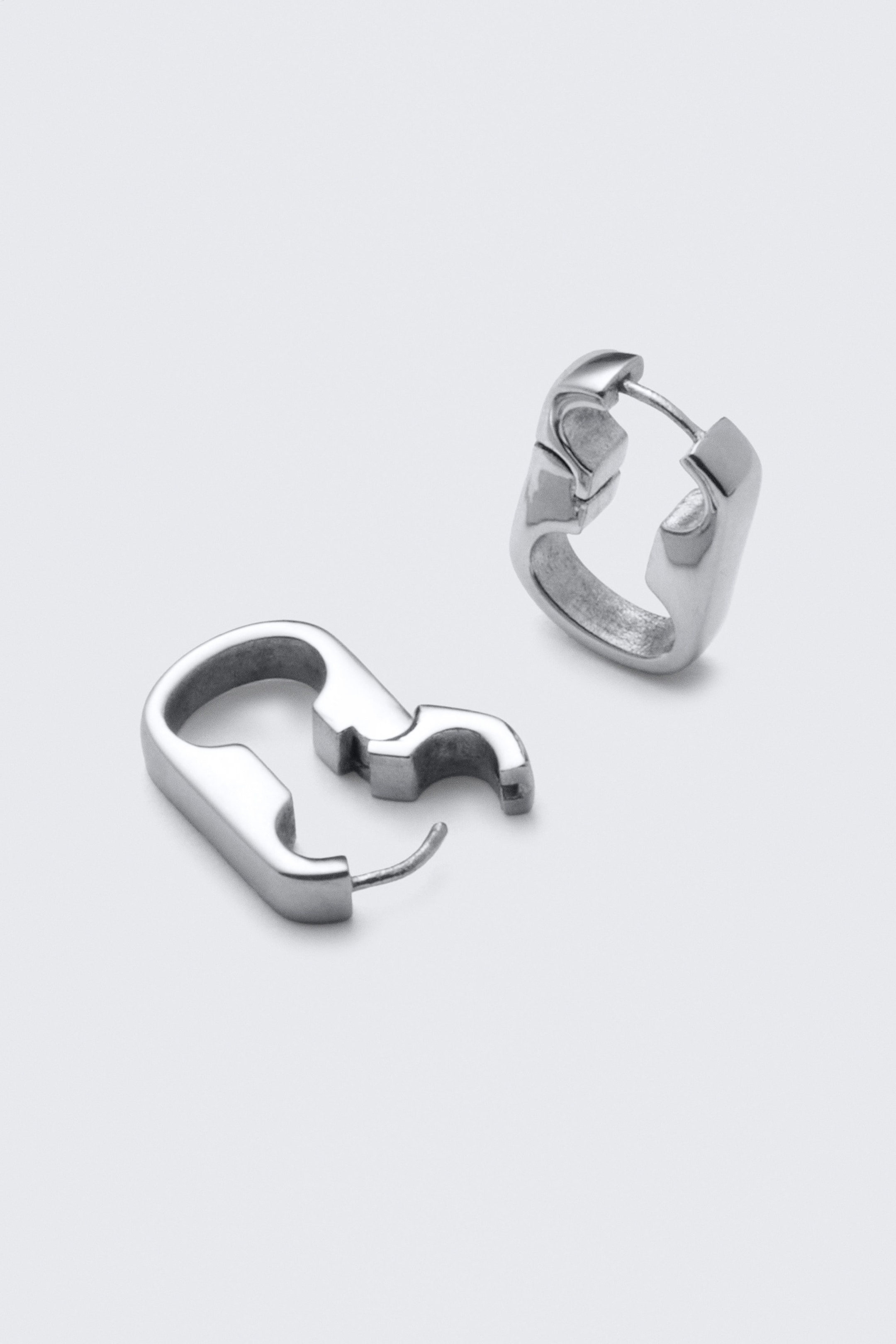 Silver - Kedjelänk-hoop-örhängen i stål - 2