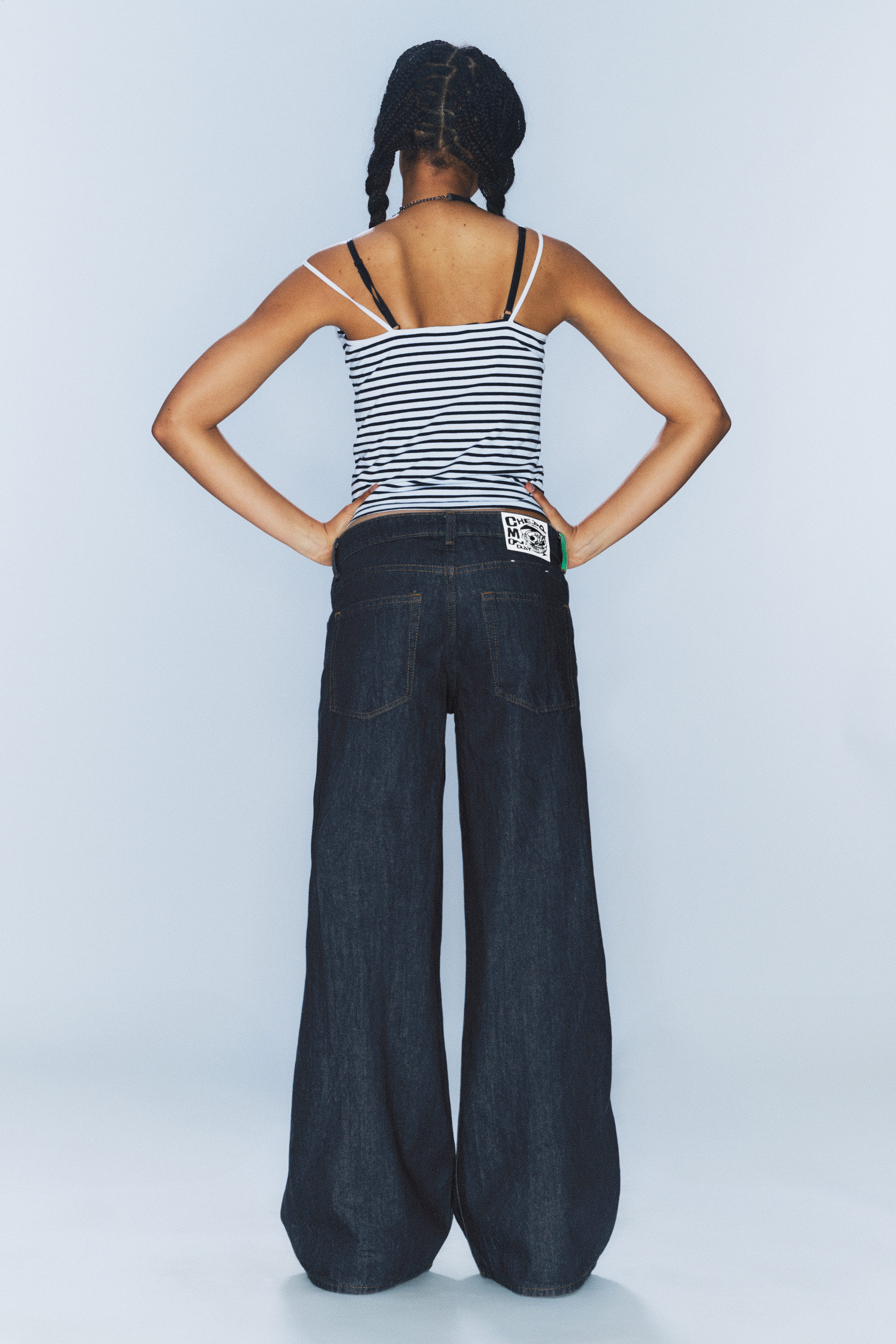 Blue Rinse - Dark Blue - Poser Regular Waist Loose Wide Jeans - 3