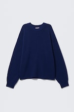 Bleu foncé chiné - Pull en maille décontracté - 4