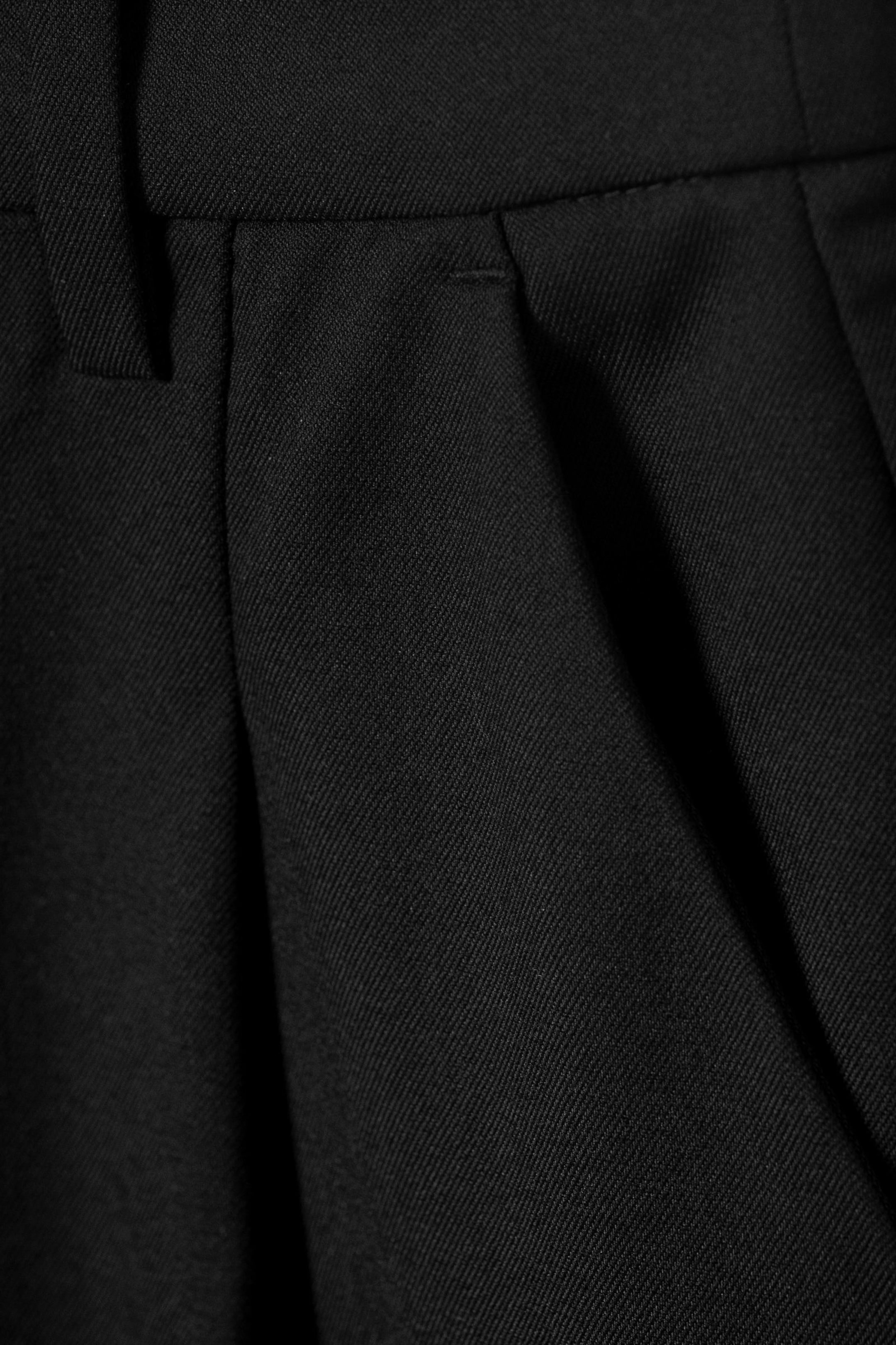 Black - High Waisted Wide Leg Suiting Trousers - 2