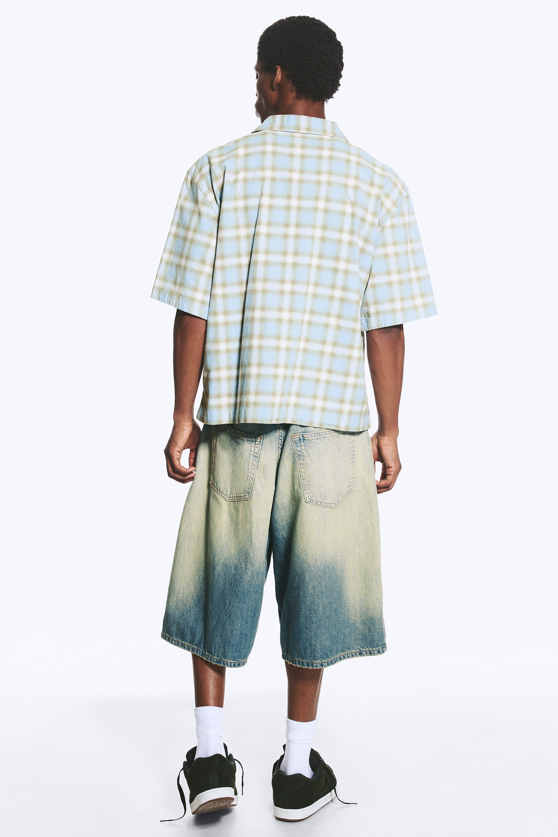 Blue Check - Cotton Short-sleeved buttoned shirt - 3