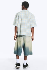Blue Check - Cotton Short-sleeved buttoned shirt - 3