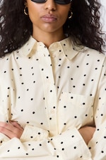 Light Yellow - Dot - Oversized Long-Sleeved Shirt - 3