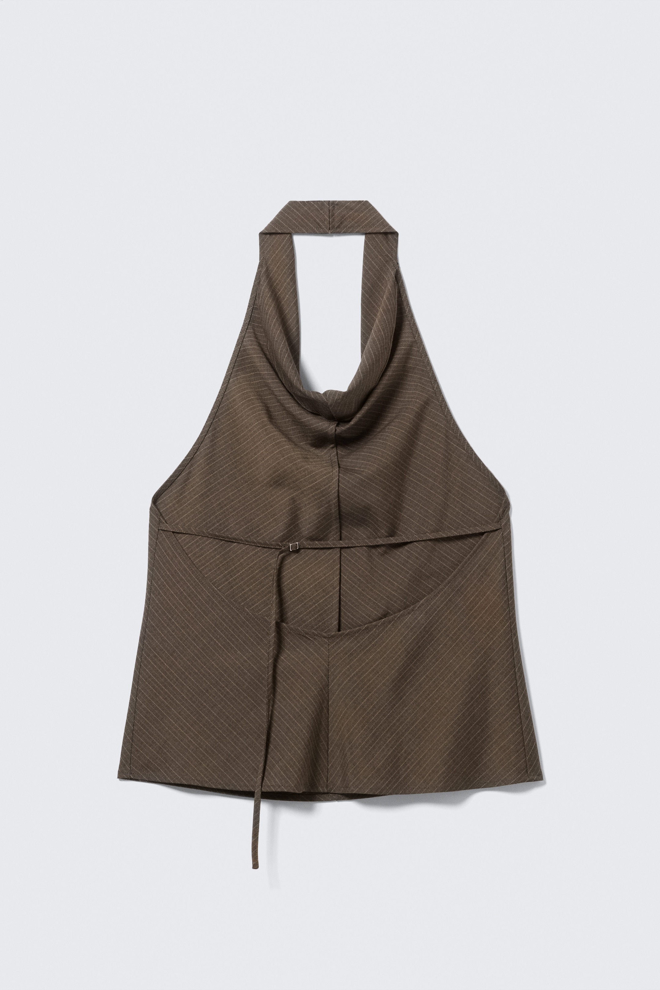 Striped Brown - Draped Halter Cowl-Neck Top - 4