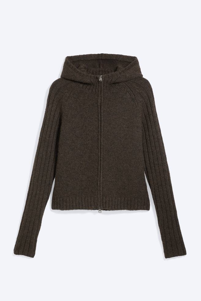Knitted zip hoodie - Dark Brown/Dusty Grey Melange/Dusty Blue - 1
