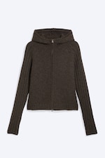 Dark Brown - Knitted zip hoodie - 0