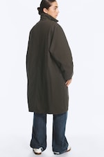 Dunkelgrau - Weit geschnittener Car Coat aus Canvas - 4