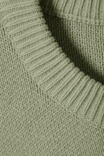 Light Khaki Green - Regular Knitted Cotton Sweater - 1