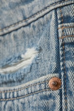 Lip Blue - Light Blue - Centure Low Rise Frayed Denim Mini Skirt - 2