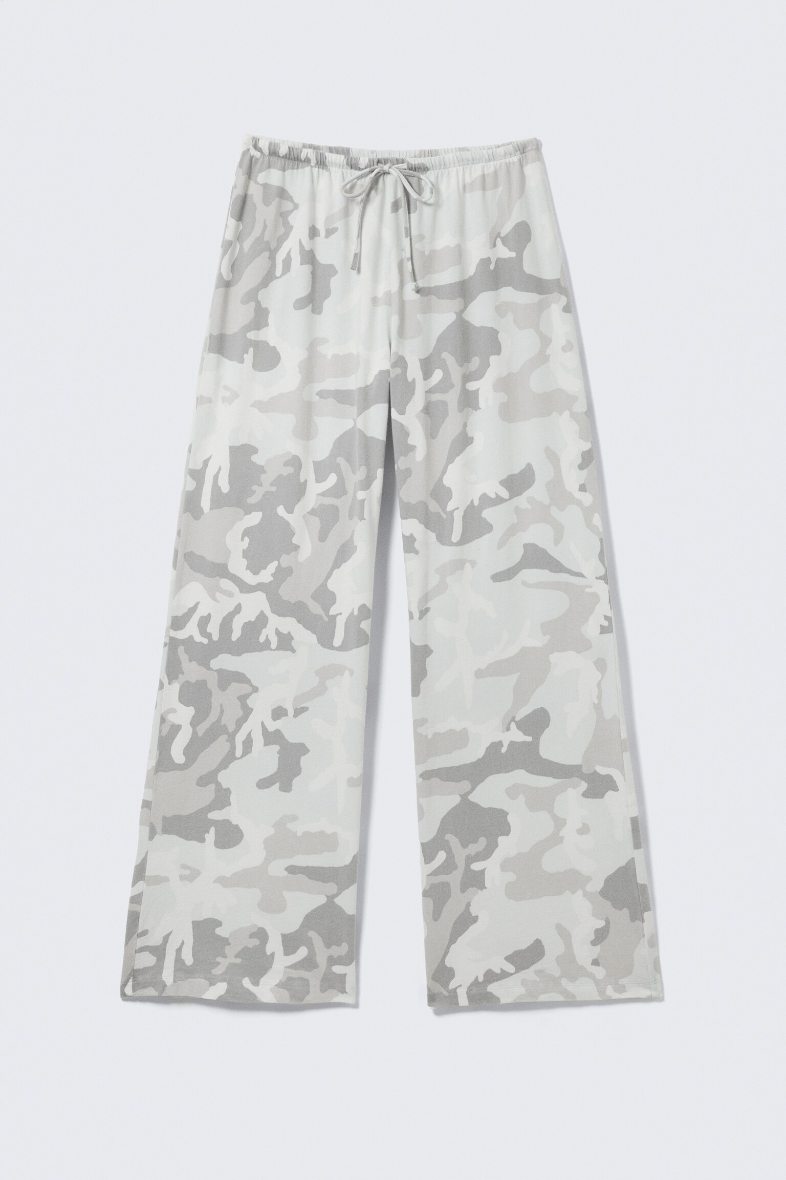 Printed Wide-Leg Pull-On Trousers - White - Camo - 2