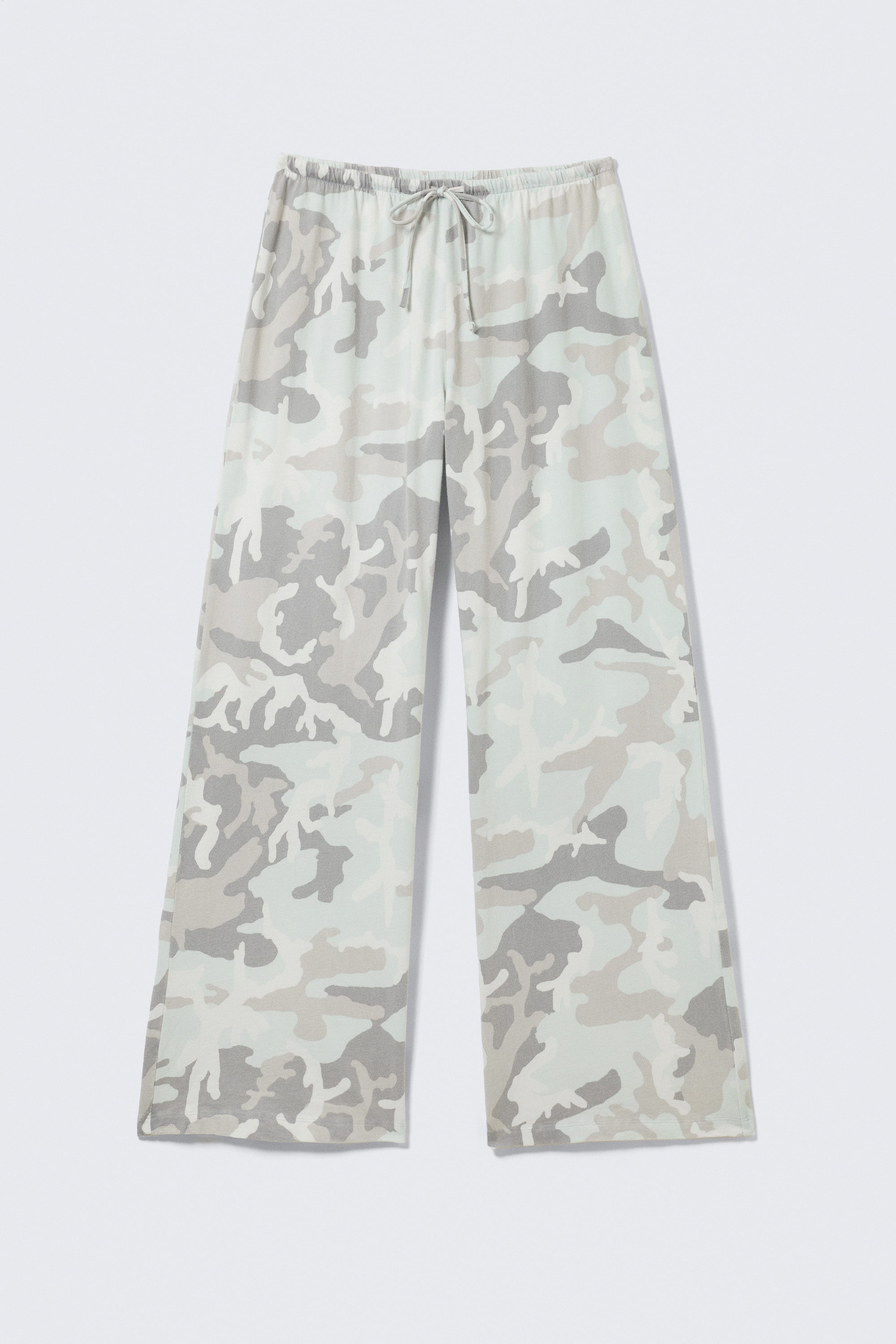White - Camo - Printed Wide-Leg Pull-On Trousers - 4