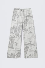 White - Camo - Printed Wide-Leg Pull-On Trousers - 4