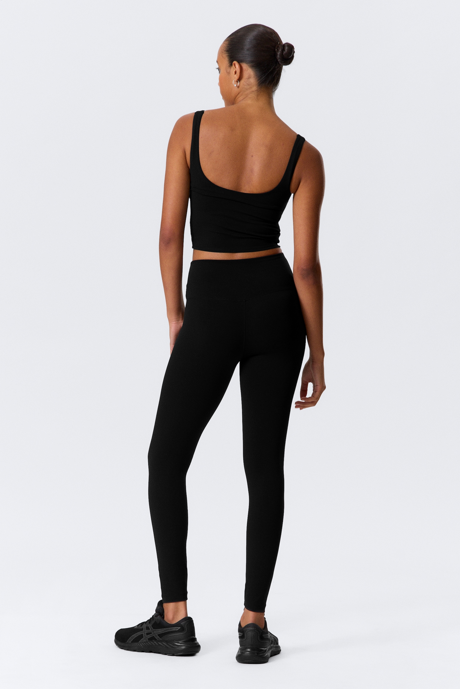 High Waisted Sports Tights - Black/Dark Brown/White - 3