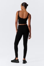 Svart - Högmidjade sporttights - 3