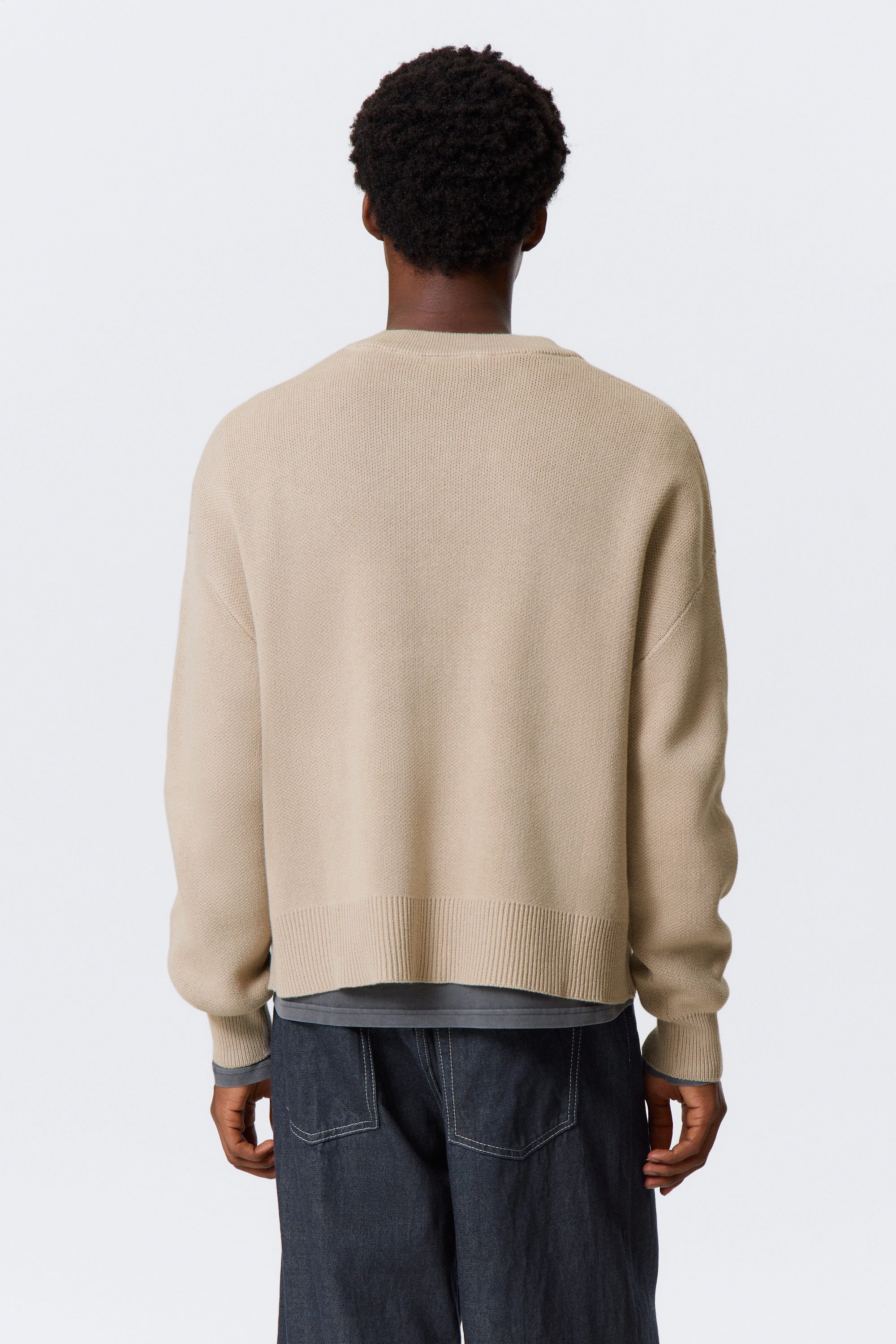 Beige - Pull boxy décontracté en maille - 5