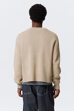 Beige - Relaxed Boxy Knitted Sweater - 3