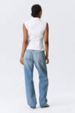 White - Sleeveless Cotton Wrap Top - 2