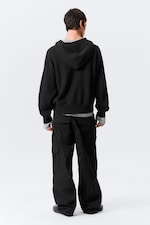 Black - Boxy Knitted Hoodie - 2