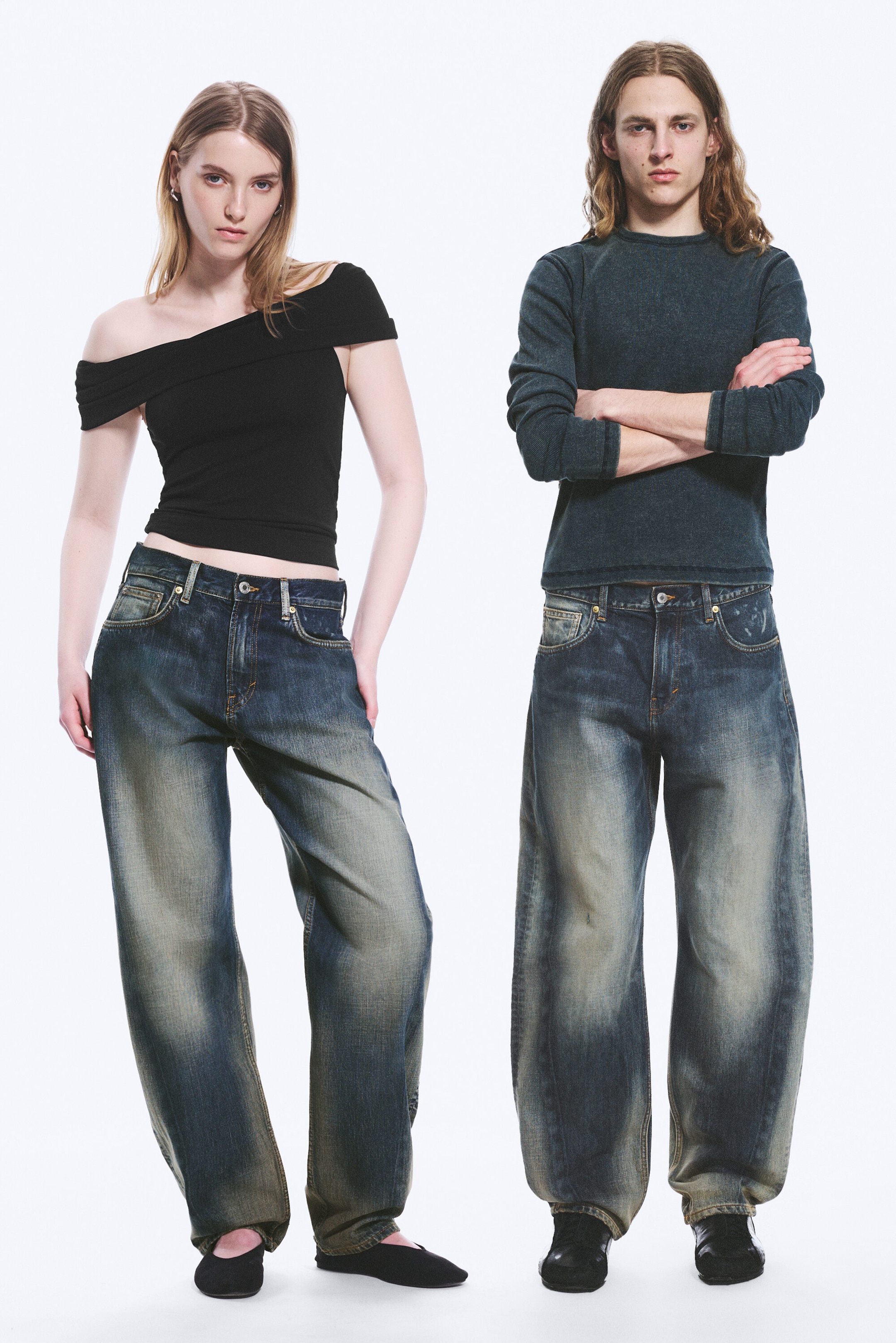 Laser Blue - Bleu moyen - Jean unisexe ample taille mi-haute jambes Barrel Nebula - 1