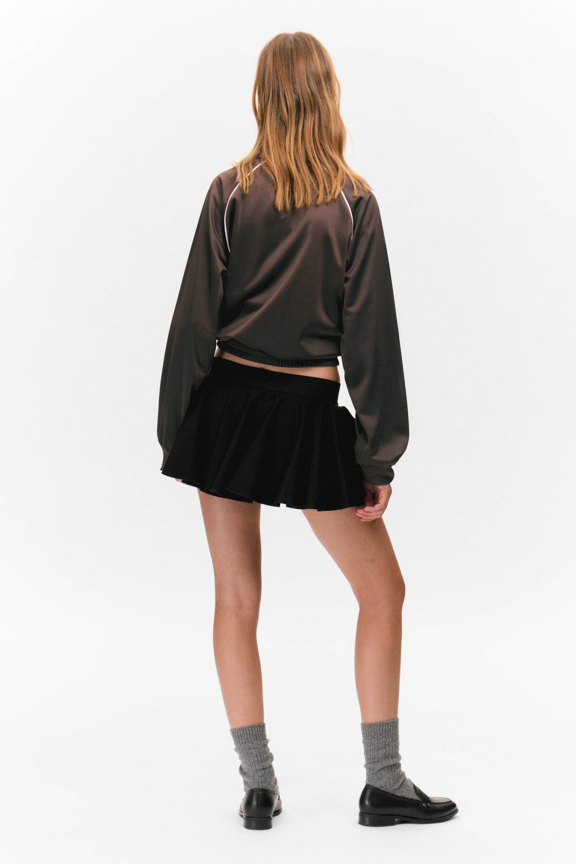low rise flared mini skort - Black | Monki WW