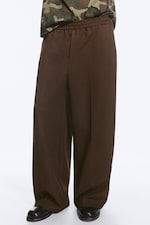 Dark Brown - Loose baggy pleated suit trousers - 4