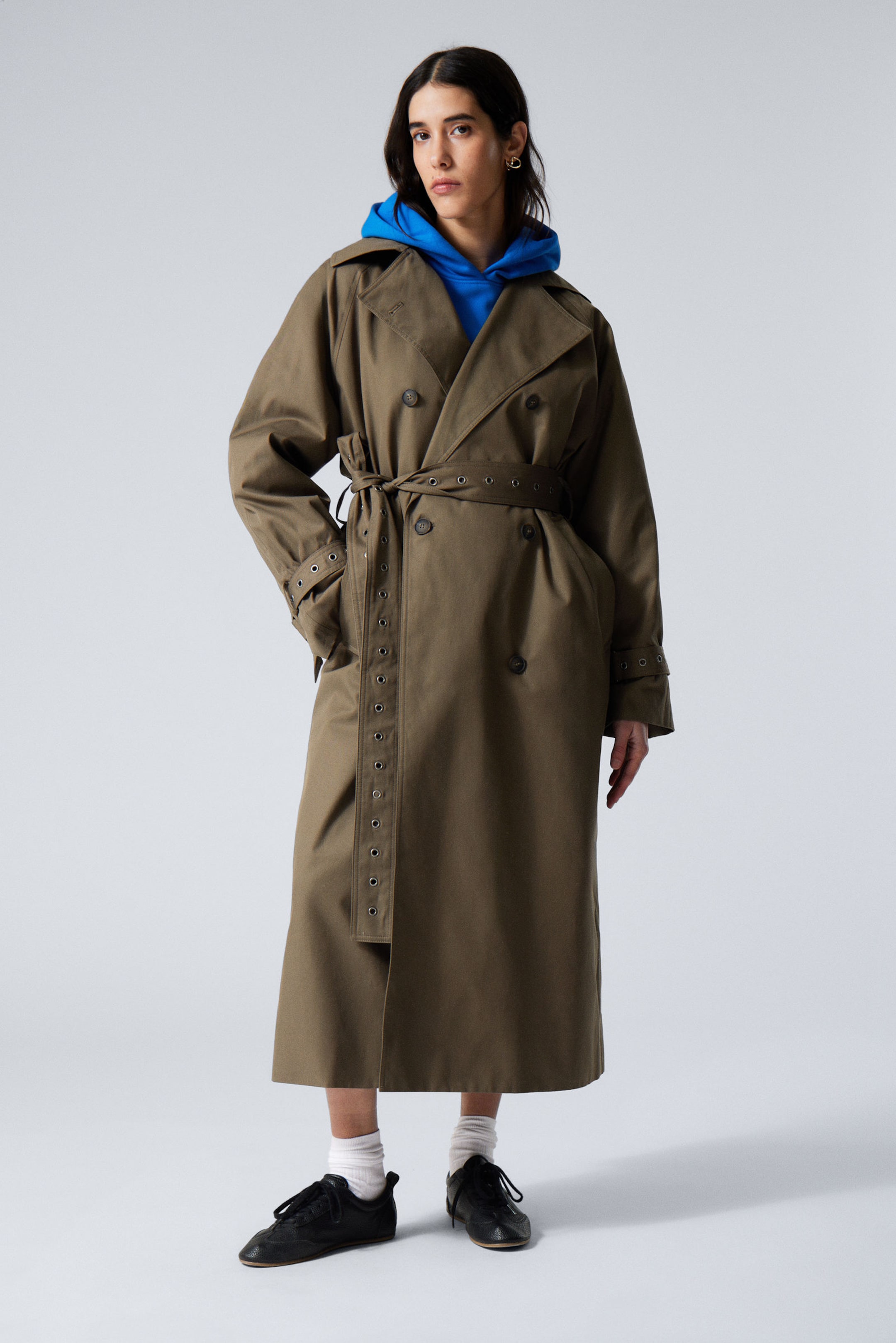 Mörk mullvad - Oversized dubbelknäppt trenchcoat - 1