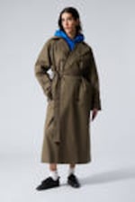 Dunkles Graubraun - Doppelreihiger Trenchcoat in Oversized-Fit - 0