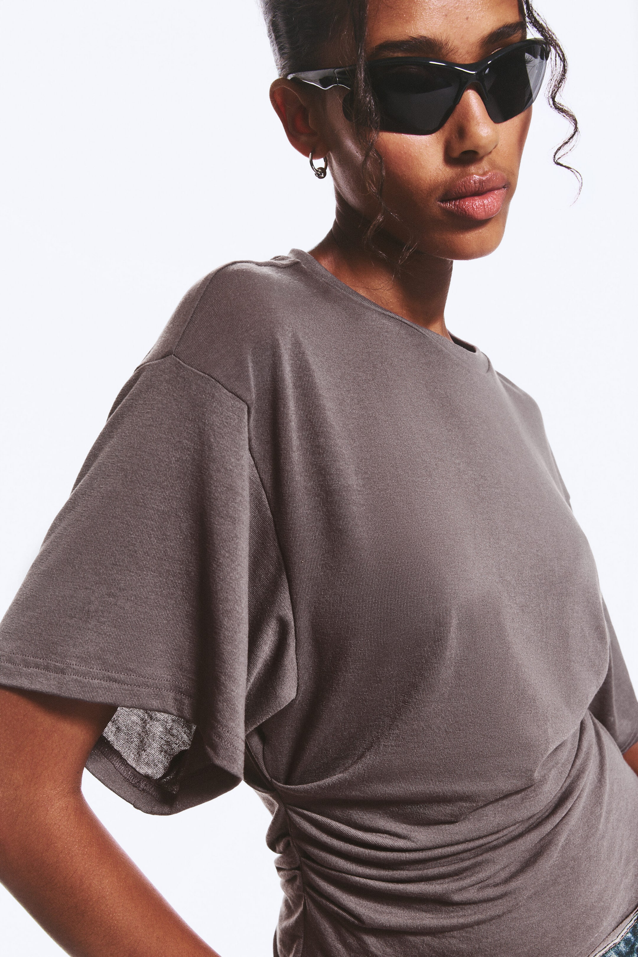 Dusty Plum - DRAPED FITTED T-SHIRT - 2