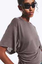 Dusty Plum - DRAPED FITTED T-SHIRT - 2