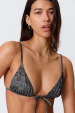 Mörkgrå med tryck - Triangel-Bikinitopp med tryck - 0