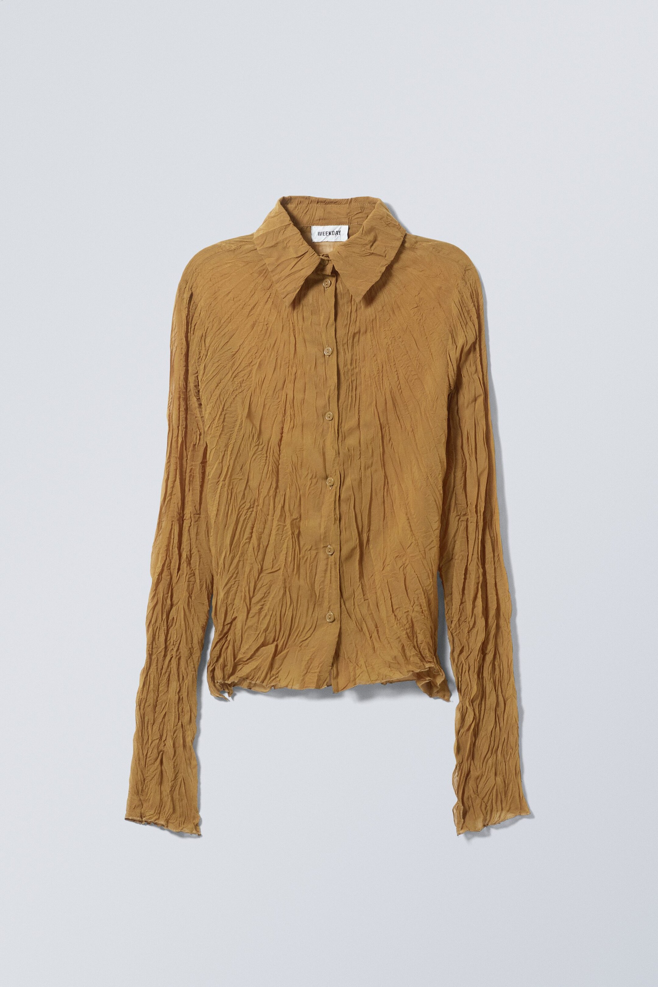 Light brown - Crinkle Fitted Shirt - 0
