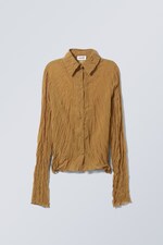Light brown - Crinkle Fitted Shirt - 0