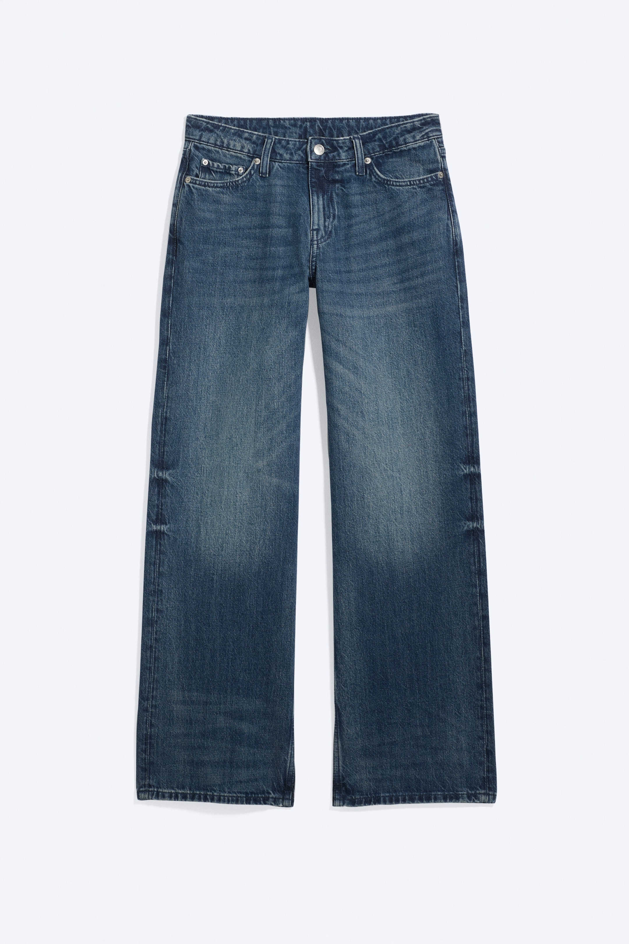 Sailor Blue - Medium Blue - Ample Low Rise Loose Wide Jeans - 1