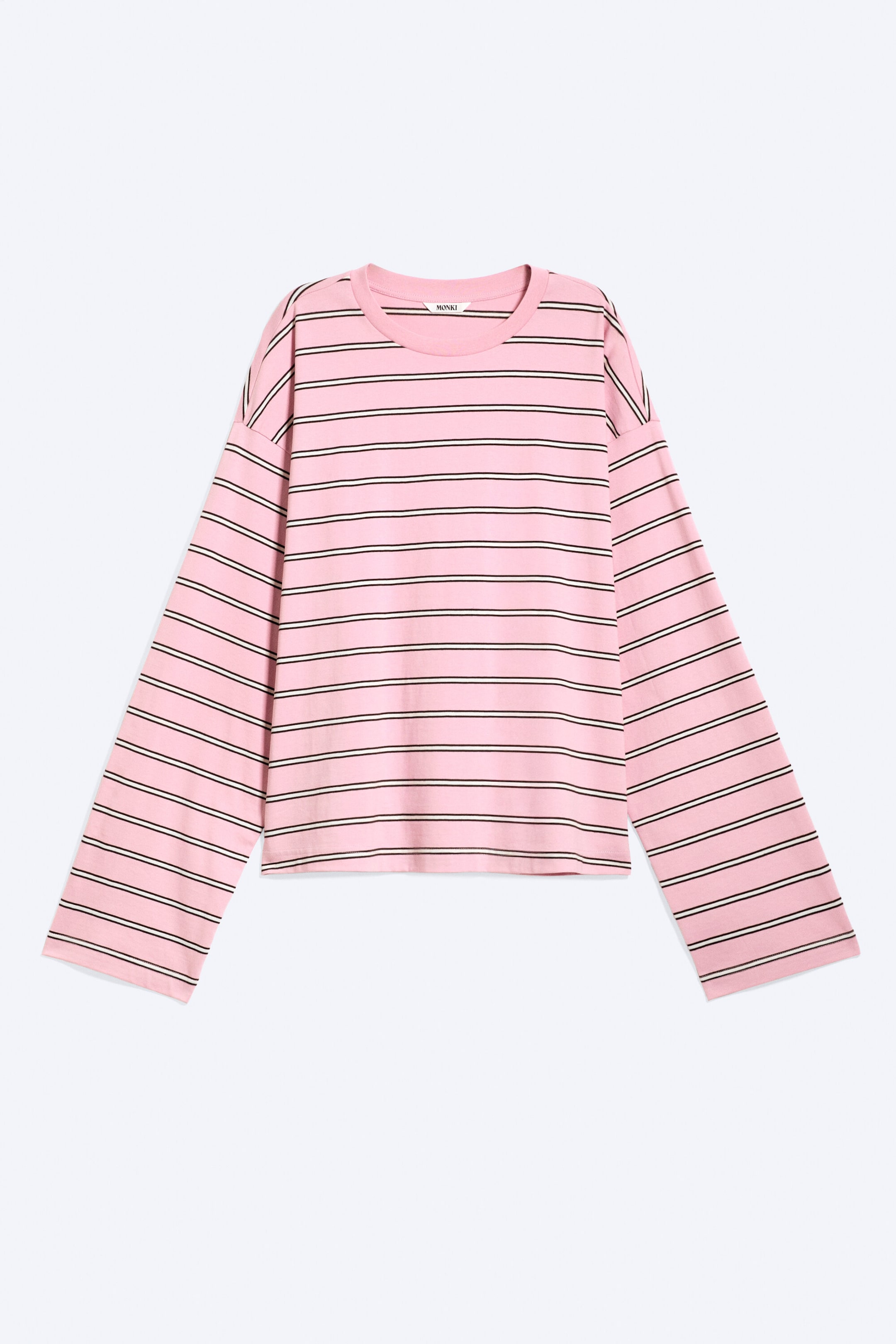 Gestreift rosa/weiß/braun - Longsleeve-Shirt aus Baumwolle - 3