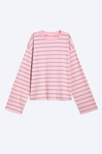 Gestreift rosa/weiß/braun - Longsleeve-Shirt aus Baumwolle - 3