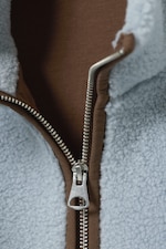 Light Blue - Brown Lining - Relaxed Pile Fleece Jacket - 5