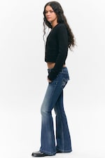 Medusa Blue - Dark Blue - Low Rise Regular Bootcut Leg Jeans - 1