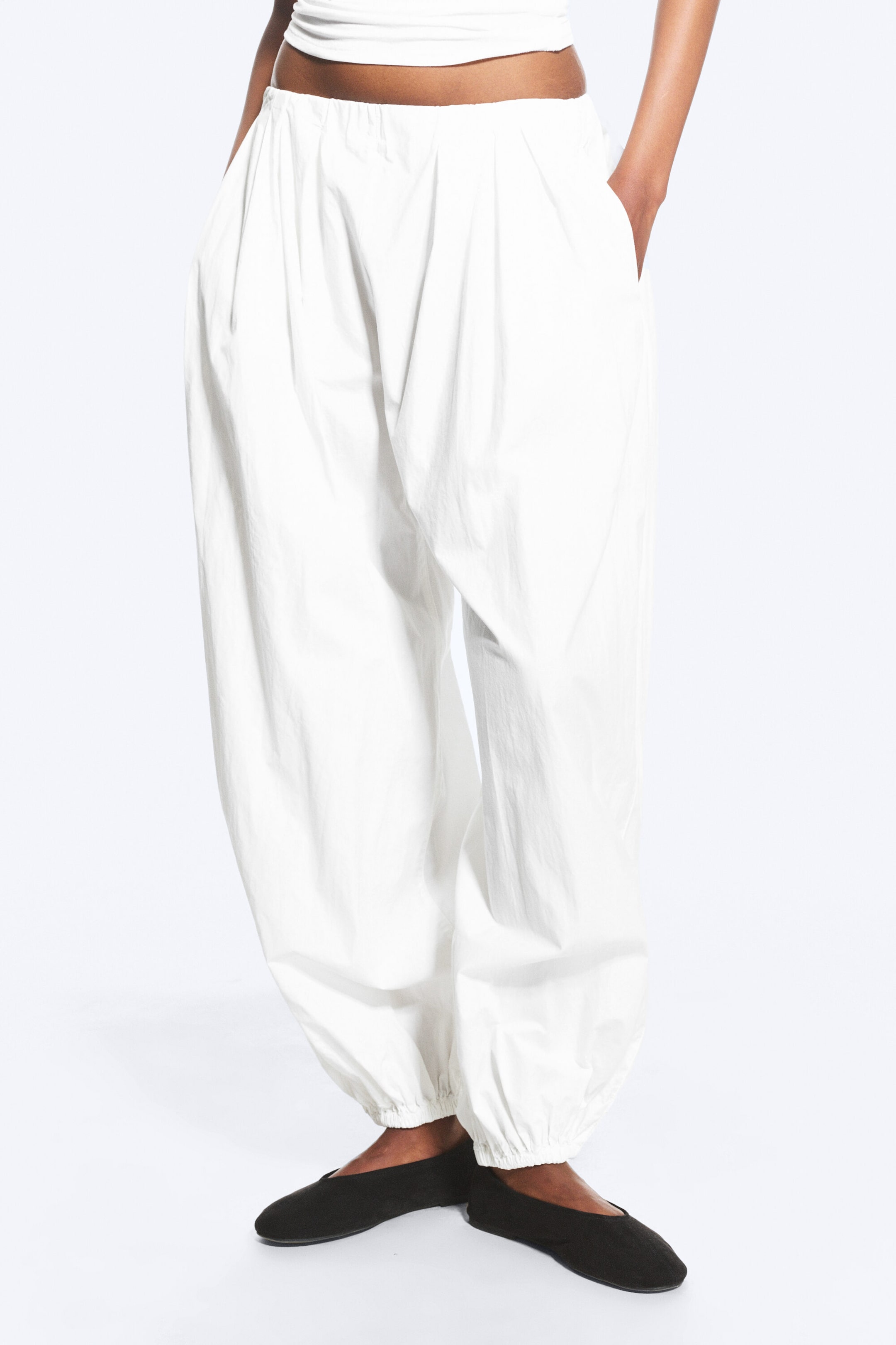 Weiß - Ballonhose aus Baumwolle - 1