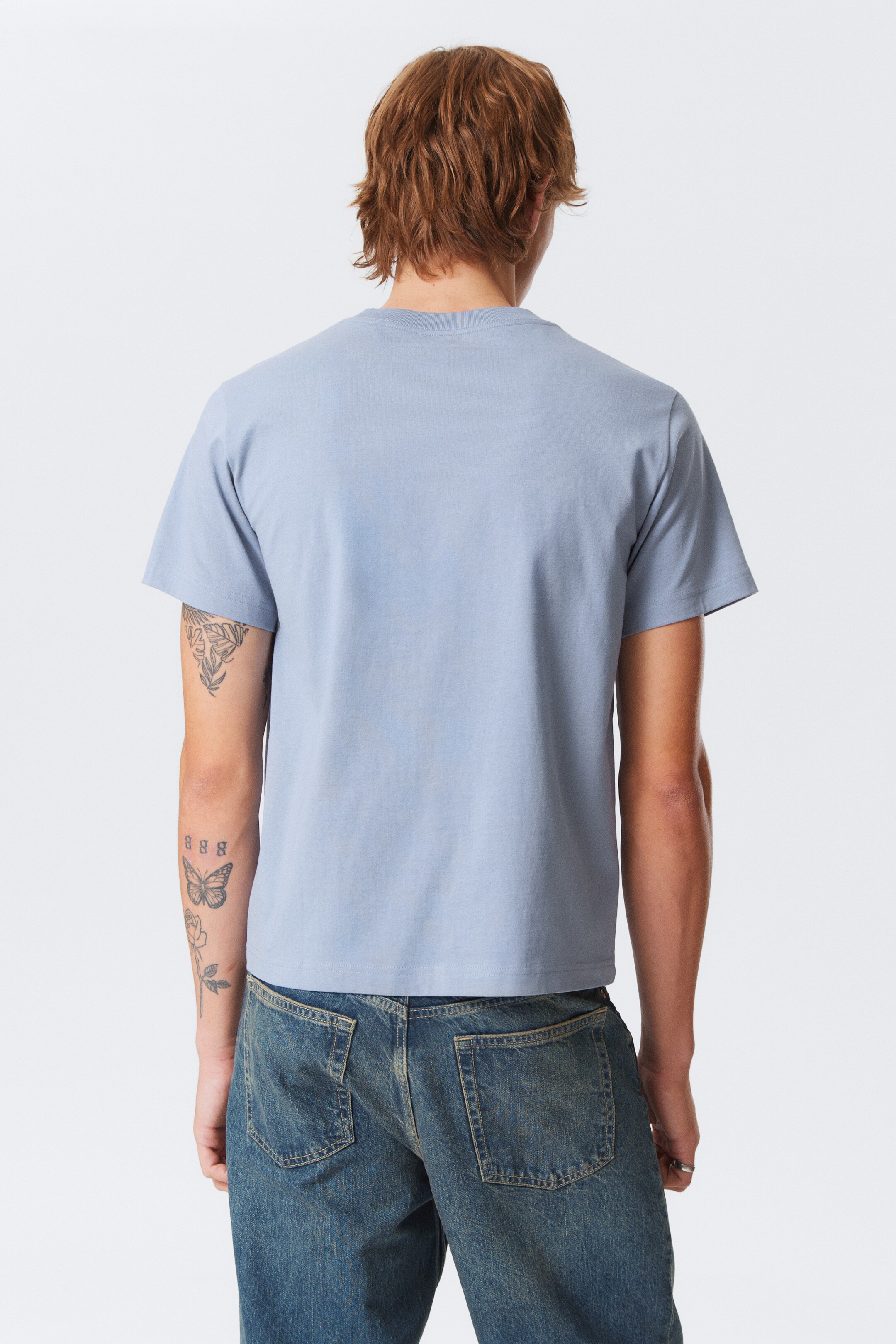 Vezi imaginea mai mare: Short Boxy Heavyweight T-shirt - Albastru prăfuit deschis - BĂRBAŢI | H&M RO 3