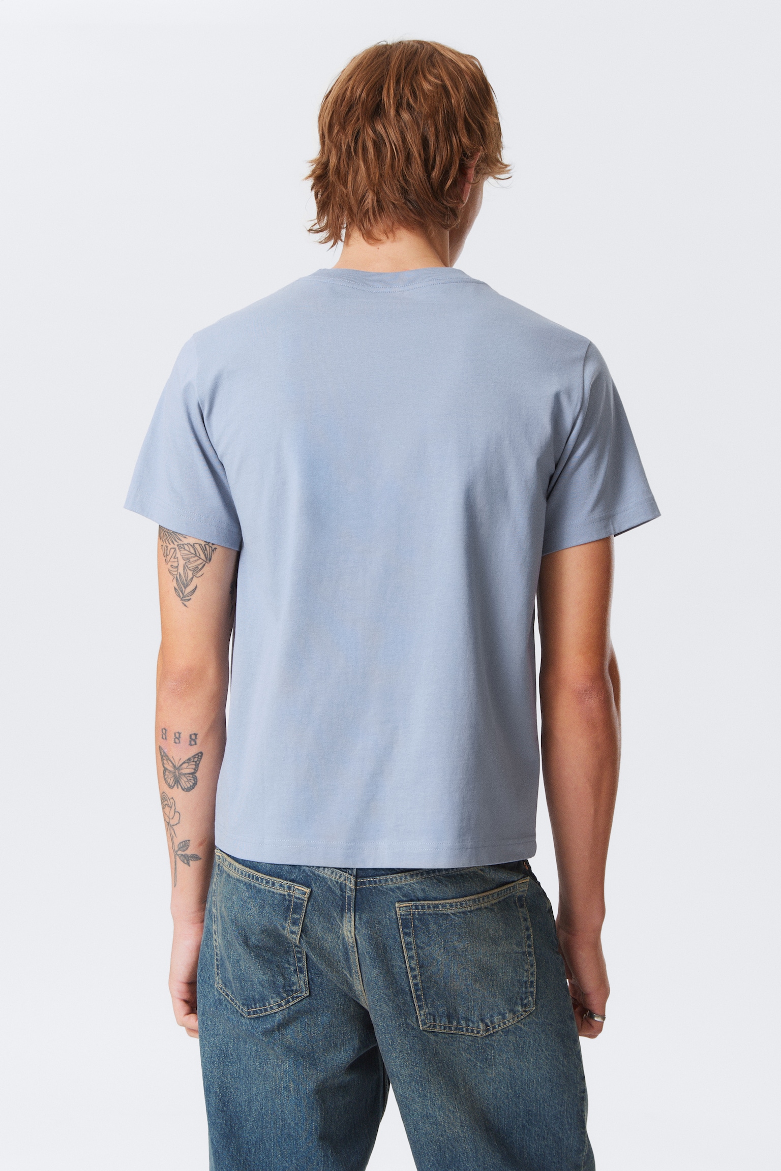 Kurzes, schweres Boxy-T-Shirt - Helles Taubenblau/Dunkelbraun/Schwarz/Weiß/Hellgrau/Dunkles Marineblau - 5