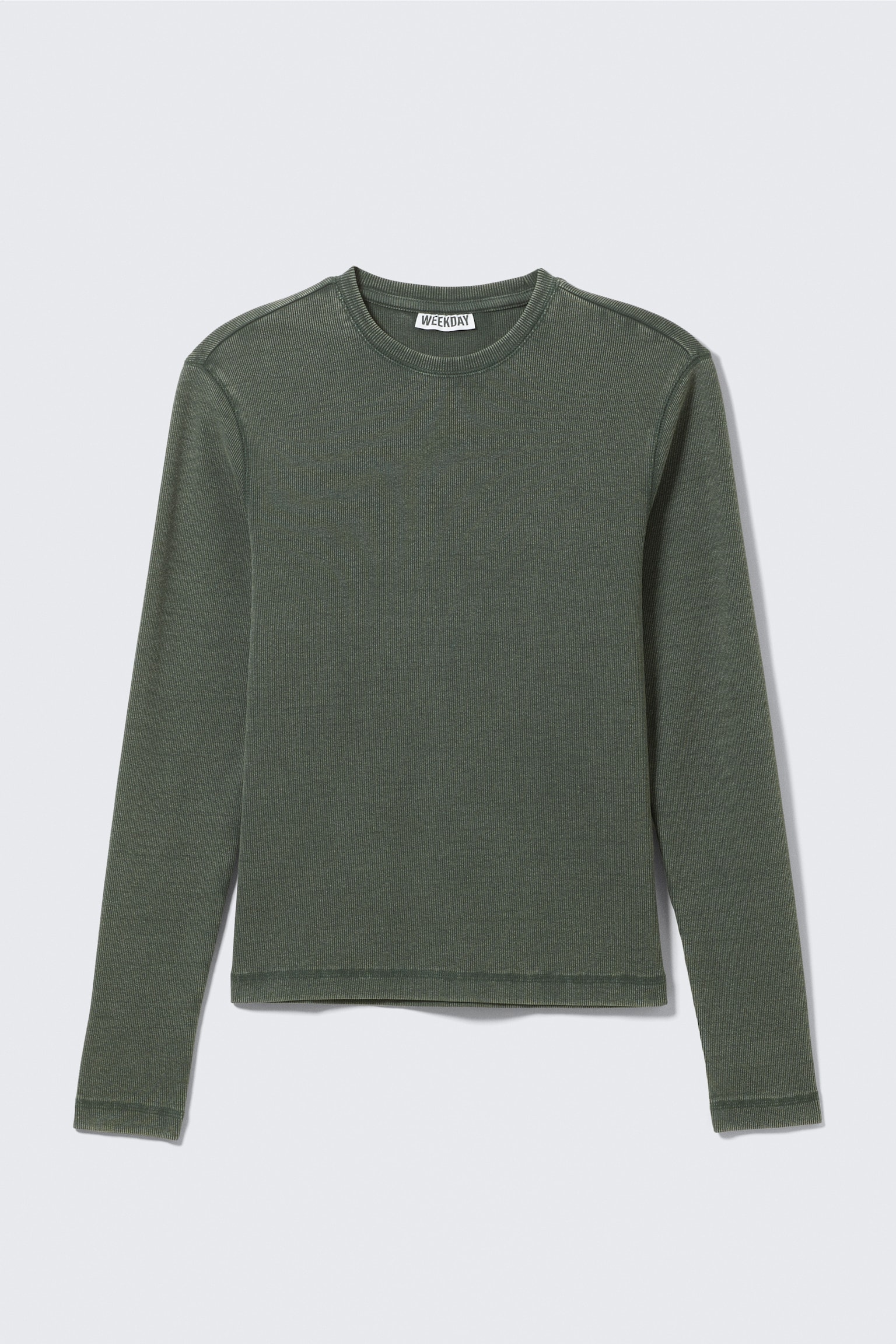 Geribd T-shirt met lange mouwen - Donkergroen - 2