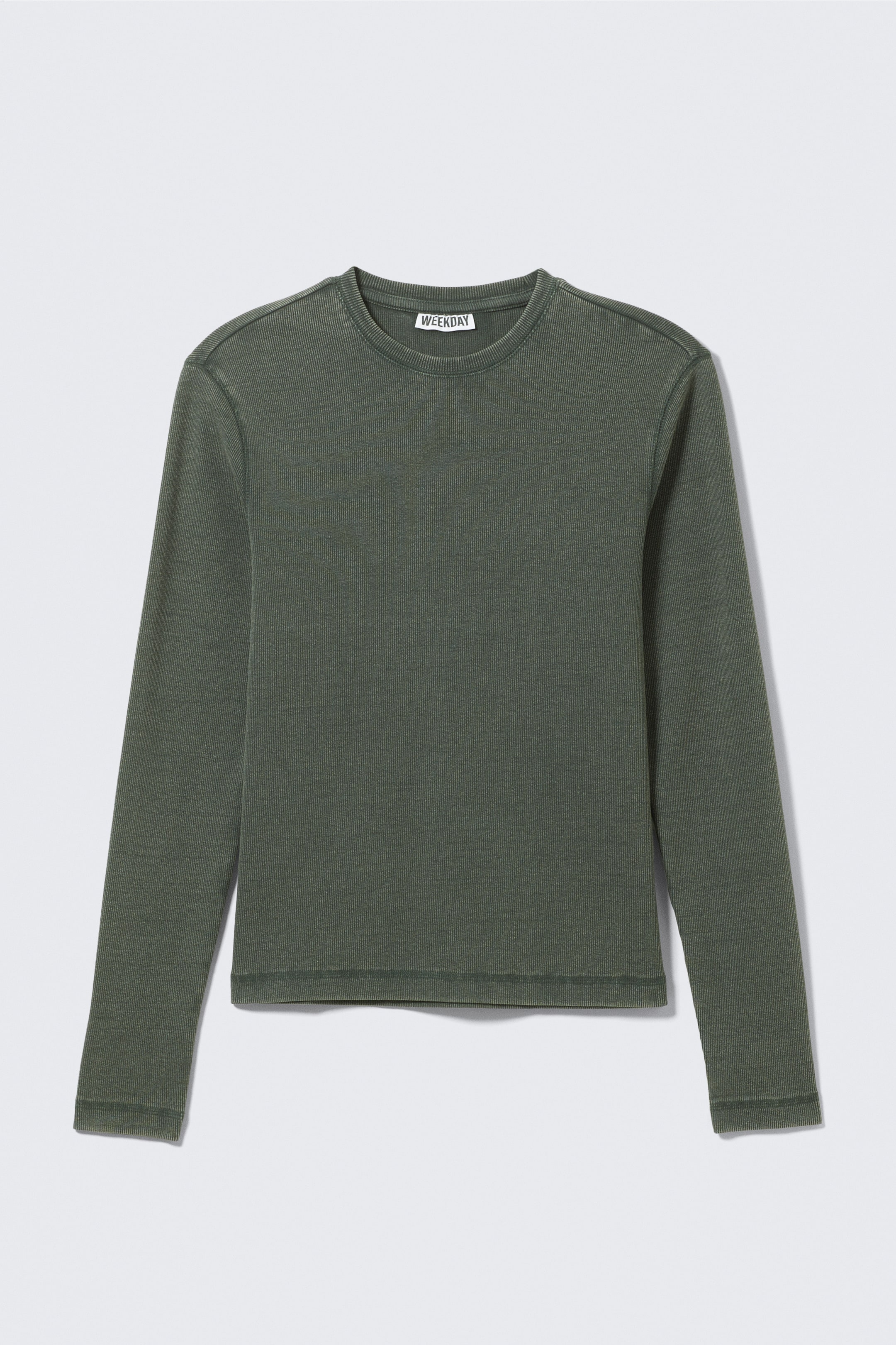 Visa större bild: Ribbad långärmad T-shirt - Mörkgrön - HERR | H&M SE 4