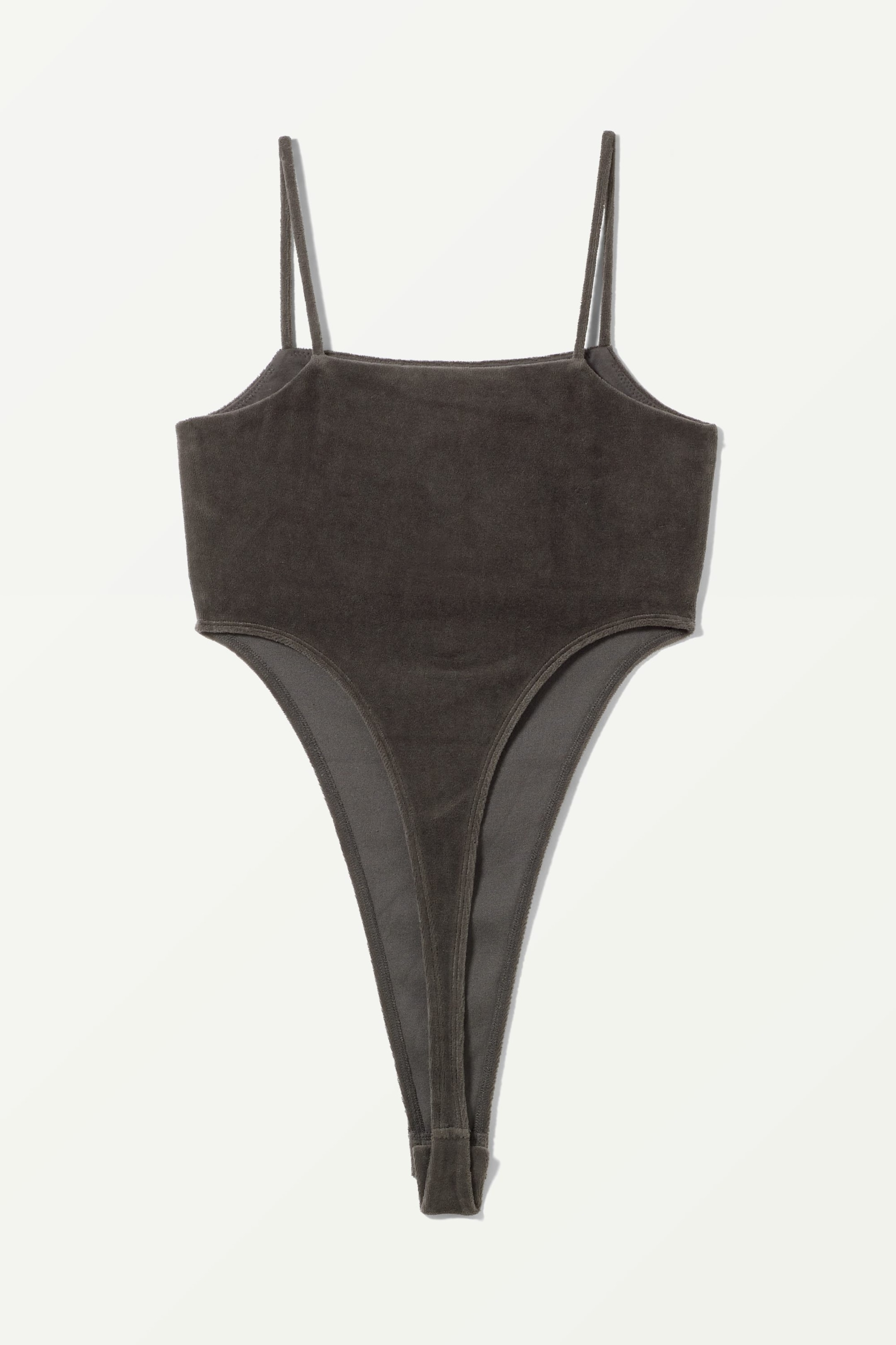 Black - Addena Velour Thong Body - 1