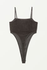 Black - Addena Velour Thong Body - 1