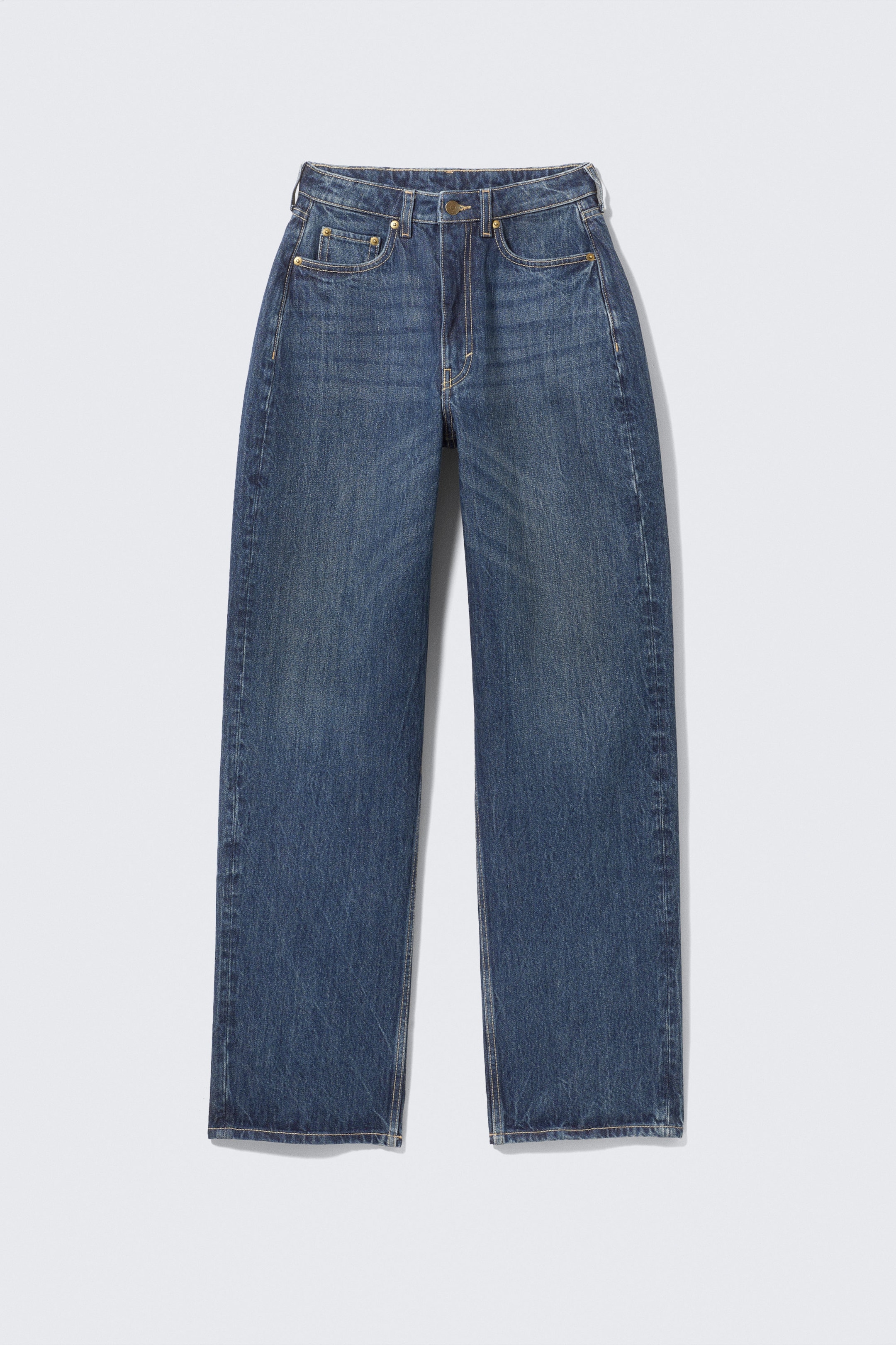 Morning Blue - Dark Blue - Halo Curve High Waisted Regular Wide Jeans - 1