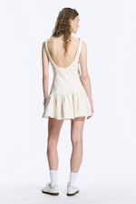 Blanc - Mini-robe en sergé sans manches - 3