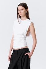 Weiß - Tanktop mit Raffungen - 0