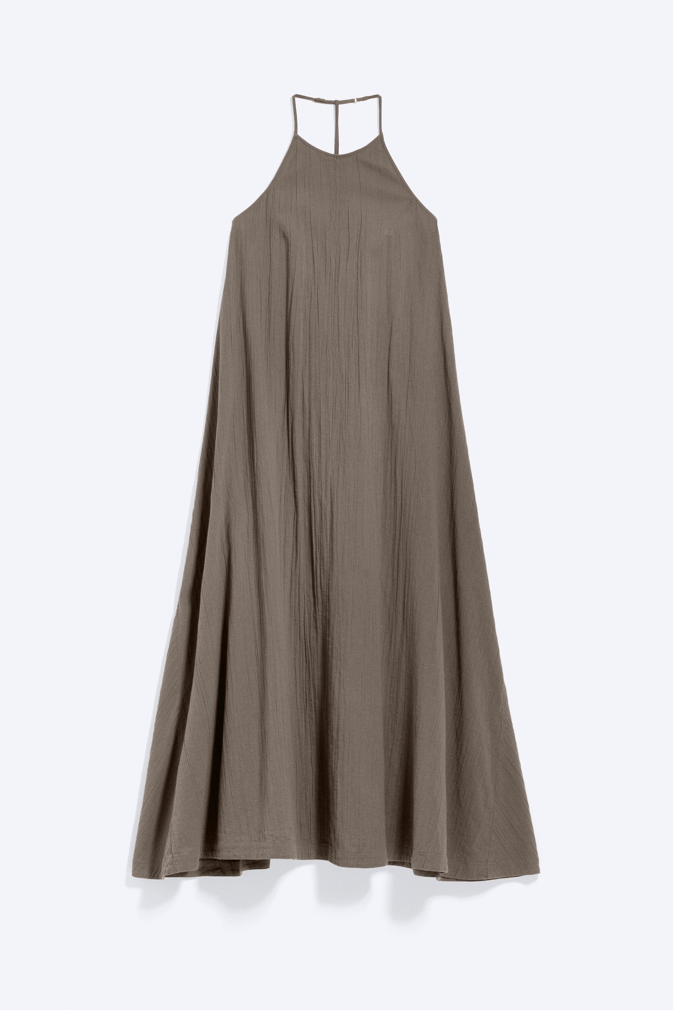 Dunkles Graubraun - Kleid mit Wasserfallausschnitt und A-Linie - 3