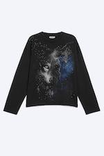 Sort – Lightning - Oversized grafisk langermet - 0