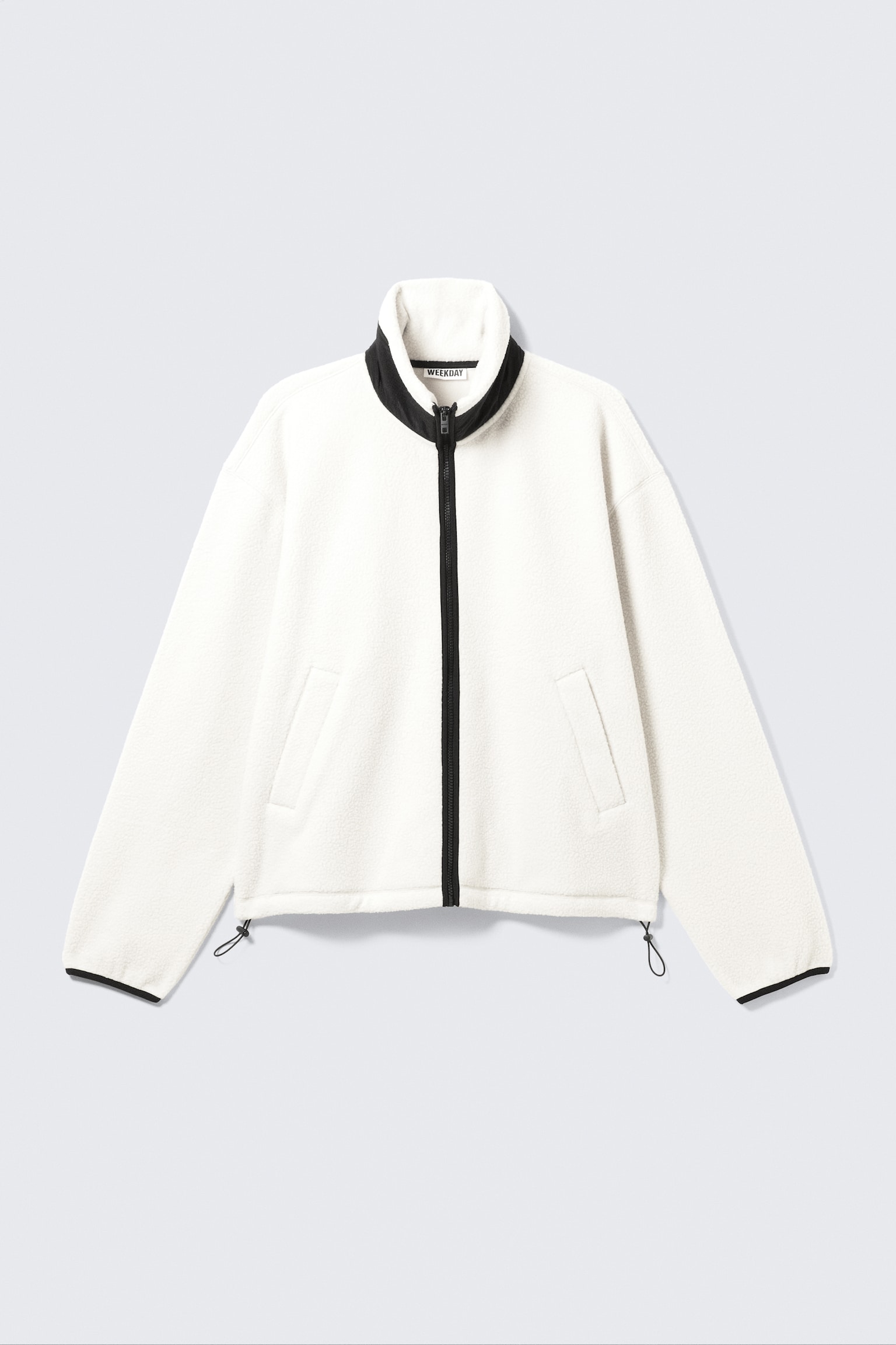 Locker geschnittene Fleecejacke mit Reißverschluss - Weiß/Schwarz/Grün marmoriert - 2